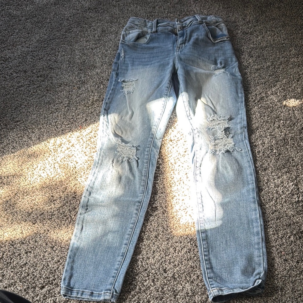 KanCan Blue Distressed Straight Leg Jeans